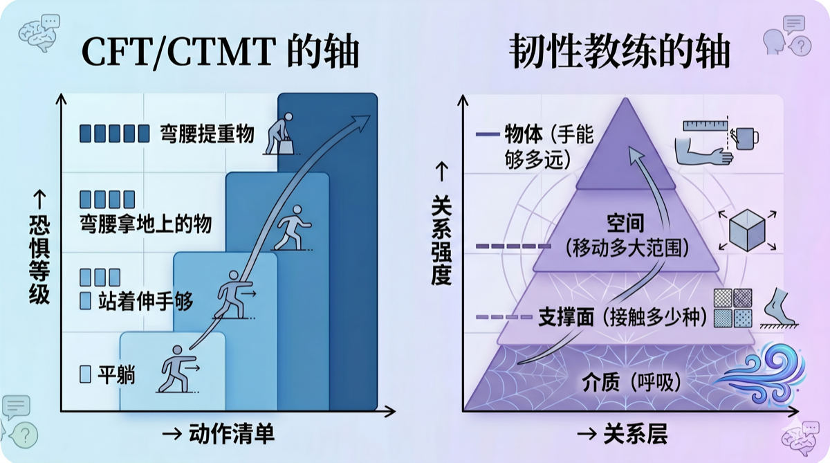 CFT 的动作轴 vs 韧性教练的关系轴